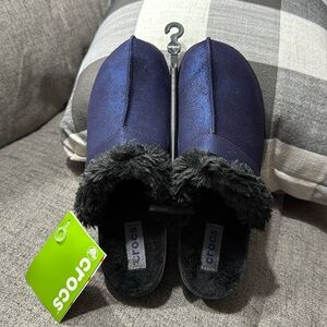 NWT Crocs Cobbler Shimmer Leather nautical navy/black-standard fit